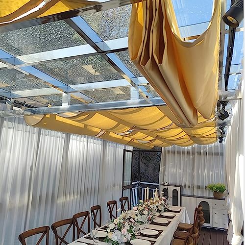 WIGING Outdoor Waterproof Retractable Sun Shade Sail, Slide Wire Wave Canopy Cover with Mounting Kit for Patio Garden Backyard Deck Pergola