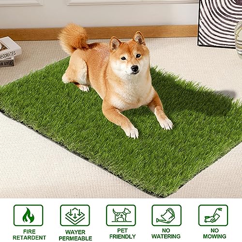 SHACOS Artificial Grass Pad for Dogs 20x25 inches Dog Pee Grass Potty Training Pads for Puppies Replacement Turf Reusable Dog Training Mat with Drainage Holes Outdoor Rug Patio Lawn Decoration