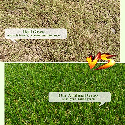 Weidear Artificial Grass 3 ft x 6 ft, 0.8 inch Fake Grass Mat, 4 Tones Synthetic Turf Rug, Indoor Outdoor Turf Grass for Dogs Pets/Patio Lawn Landscape Garden, Customized Sizes - size: 3X6ft