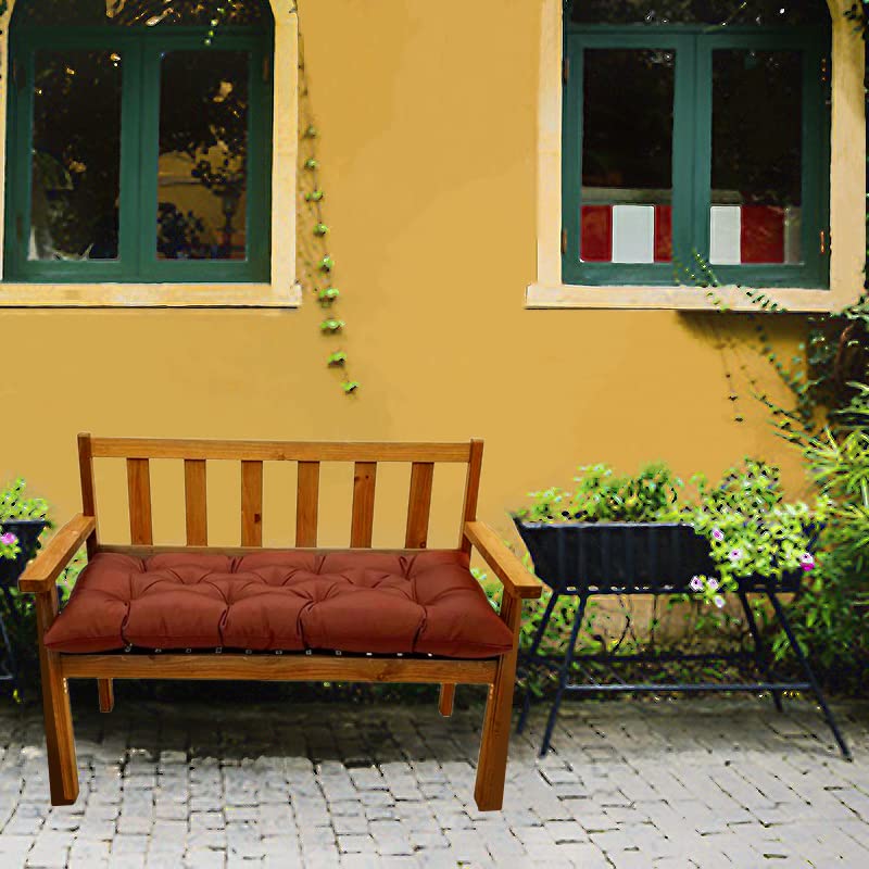 Srutirbo Waterproof Outdoor Bench Cushion, 48"x20", Swing Cushion Patio Furniture Cushions 3 Seater, for Garden Patio Furniture Lounger Bench (Deep Coffee, 48x20 in) - color: Deep Coffee