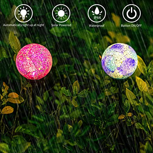 VCUTEKA Solar Garden Decorative Lights Outdoor, Mosaic Solar Light Waterproof LED Pathway Stake Light for Landscape Patio Yard Deck Walkway Decoration, 2 Pack - color: Purple