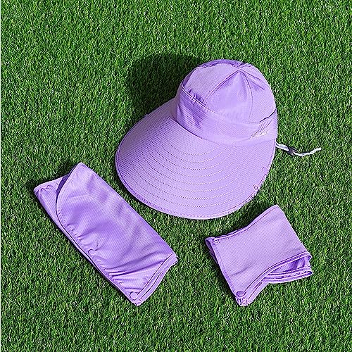 Outdoor UPF 50+ UV Sun Protection Waterproof Breathable Face Neck Flap Cover Folding Sun Hat for Men/Women - color: Purple