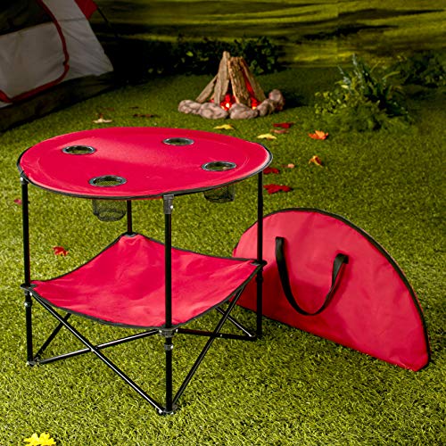 Portable Camping Side Table for Outdoor Picnic - color: Red