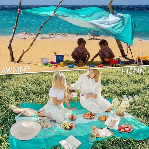 BYDOLL Beach Blanket 78''X81'' Waterproof Sandproof Suits1-4 Adults Oversized Lightweight Large Blanket Picnic Mat for Beach Sand Free Travel Camping Hiking Picnic - color: Green5, size: 78"X81"