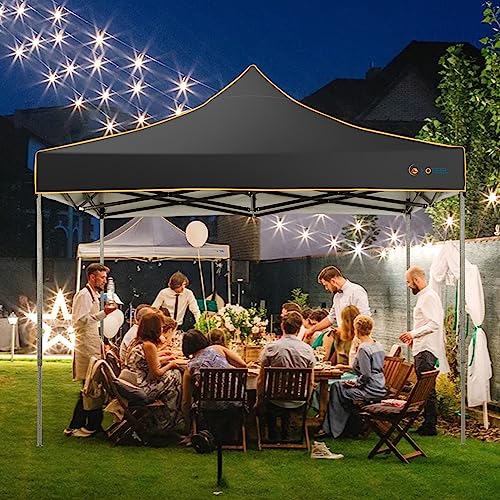 Hoteel Canopy Tent 10x10 Pop up Canopy, Easy Setup Canopy Heavy Duty Gazebo with 4 Sidewalls Waterproof & UPF 50+, Portable Bag, 3 Height Adjustable, Black - color: Black, size: 10x20FT (Upgraded)