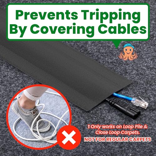ECOHomes Carpet Cord Cover (Black, 4 Inch x 30 FT) | Cord Covers for Carpet to Hide Floor Cables and Electric Wires, Low Profile Cord Hider for Extension Cords and Cable Management in Home and Office - color: Black, size: 4 Inch x 30 FT