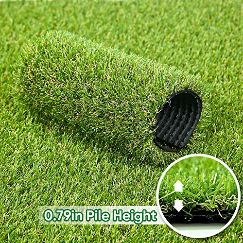 Fas Home Artificial Grass Turf 3FTX6FT,0.8" Pile Height Realistic Synthetic Grass, Drainage Holes Indoor Outdoor Faux Grass Astro Rug Carpet for Pet Dog Garden Backyard Balcony - color: 3FT, size: 3FTX6FT