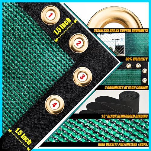 ShadeMart 4' x 25' Fence Privacy Screen Green Heavy Duty 170 GSM Fencing Mesh Shade Net with Grommets & Zip Ties, 90% Blockage - color: Green, size: 0 4' x 2 5'