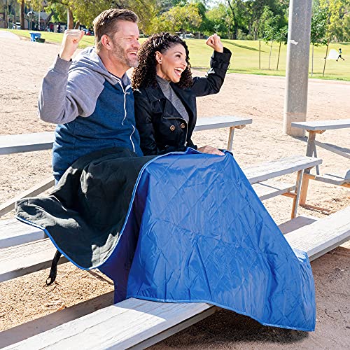 BRAWNTIDE Large Outdoor Waterproof Blanket - Extra Thick Fleece, Warm, Windproof, Sandproof, Quilted, 82" x 55", Ideal for Beaches, Picnics, Camping, Stadiums, Dogs, Car - color: Royal Blue
