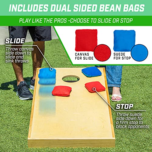 GoSports Premium 4 ft x 2 ft Regulation Competition-Ready Cornhole Board Set - Thick Wooden Board with Stop and Slide Bags - Complete Set for Yard Games, Backyard Outdoor Party Events - style: Natural