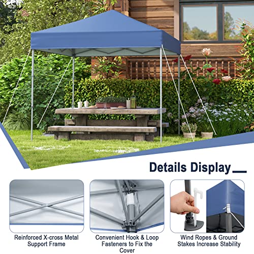 Tangkula 6.6x6.6 Ft Pop Up Canopy, 1 Person Instant Setup Canopy Tent with Center Lock, UPF 50+ Sun Protection, 8 Stakes, 4 Ropes, Portable Outdoor Canopy with Carrying Bag - color: Blue, size: 6.6x6.6FT