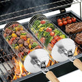 TNTOR Rolling Grill Basket, Larger 304 Stainless Steel Nesting Grilling Net, Removable Handle, BBQ Accessories Tools for Veg Shrimp, Outdoor Cooking Camping grilling gifts for men Dad Husband