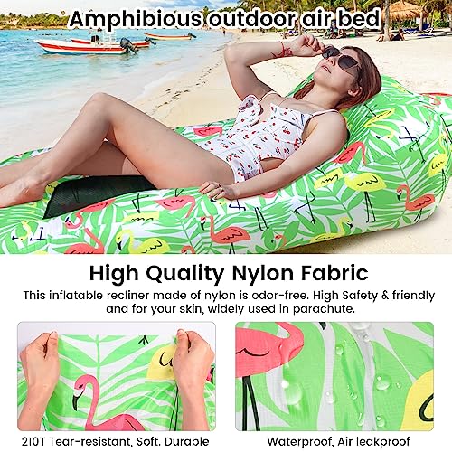 ele ELEOPTION Outdoor Inflatable Camping Couch Waterproof Portable Blow Up Air Sofa Chair Lounger for Backyard Beach Traveling Camping with Compression Sacks (Firebird Print) - color: Firebird Print