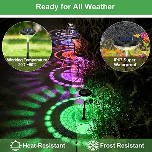 Nupostai 8 Pack Solar Pathway Lights, Multicolor & Warm White LED, IP67 Waterproof, Outdoor Garden Yard Lawn Landscape Decorative - size: 8 Pack