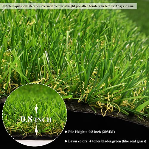Weidear Artificial Grass 3 ft x 5 ft, 0.8 inch Fake Grass Mat, 4 Tones Synthetic Turf Rug, Indoor Outdoor Turf Grass for Dogs Pets/Patio Lawn Landscape Garden, Customized Sizes - size: 3X5ft