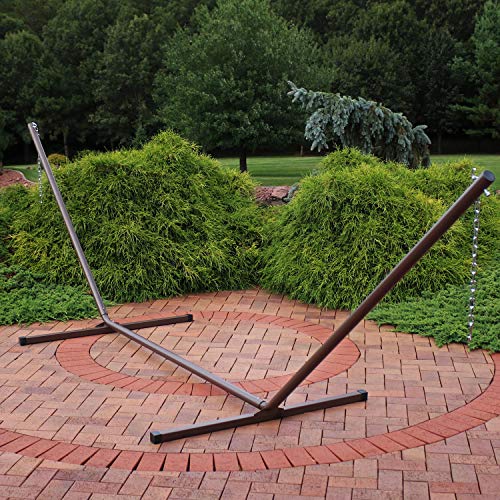 Sunnydaze Double Hammock Stand for Outside - 400-Pound Capacity Indoor/Outdoor Hammock Frame - Bronze Powder-Coated Finish - 15-Foot - color: Bronze, size: 15 ft
