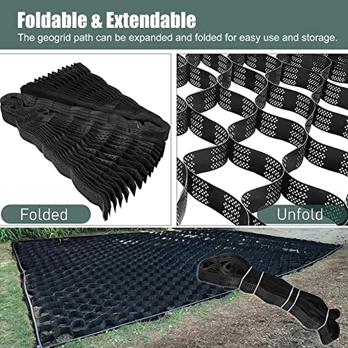 Heavy Duty Geogrid Ground Grid System Honeycomb Gravel Driveway Protection 6x7M s for Landslide Prevention Grass Grid for Driveway and Lawn Use.
