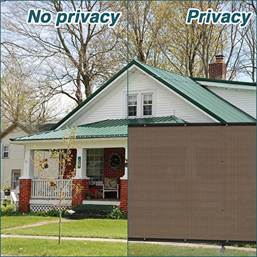 ECOOPTS 6'Hx24'L Privacy Fence Set with Poles and Rails Ground Spikes Fence Kit for Yard Patio Garden Pool (Brown) - color: Brown, size: 0 6'Hx24'L