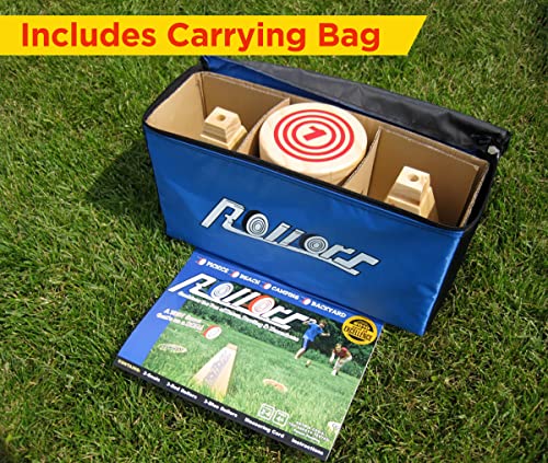 Rollors Backyard Set - Lawn Game for Summertime Fun, Reunions, Camping, Parties, BBQs, Picnics & Beach Days All Wood Outdoor Yard Game Combining Horseshoes, Bocce Ball & Bowling