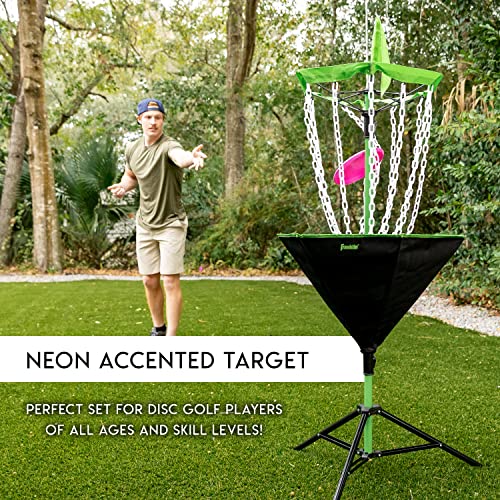 Franklin Sports Disc Golf Baskets - Portable Disc Golf Target with Chains Included - Disc Golf Basket Stand Equipment for Hole + Course Creation - style: Starter Plastic Chain