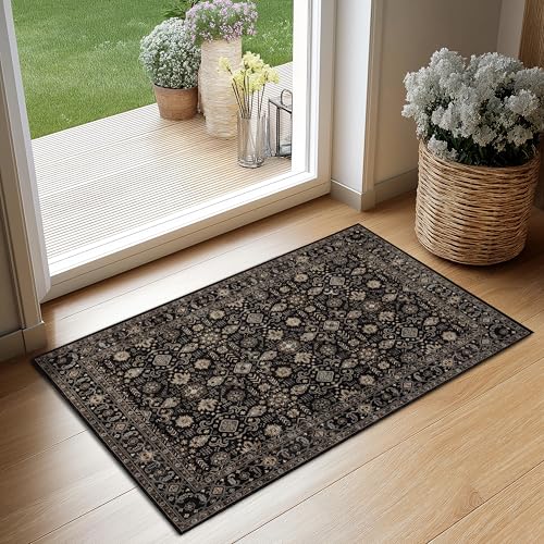 Ruaruarug Area Rug Non Slip Machine Washable Ultra Soft Living Room/Bedroom/Kitchen/Outdoor/Classroom Black Gold, 2'×3' - color: Black Gold, size: 2' x 3' (Rectangular)