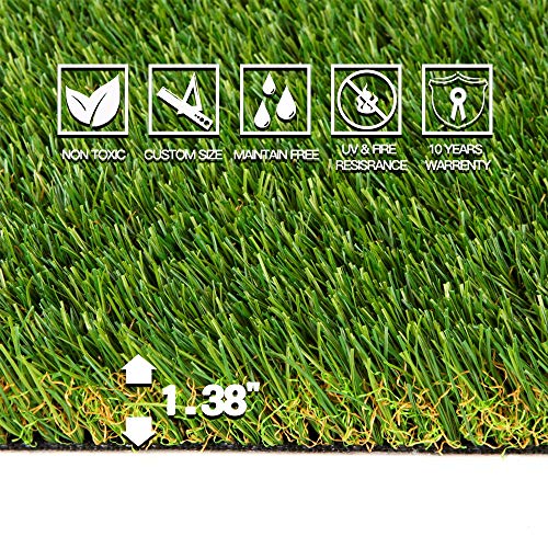 Turf 5ft x 6ft (30 sq ft) w/Drainage Holes & Rubber Backing Indoor/Outdoor Realistic Synthetic Fake Lawn Rug Mat Carpet for Backyard Balcony Deck Landscape Pets