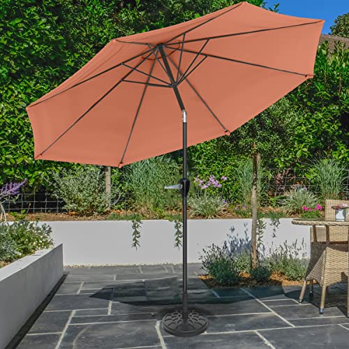 Pure Garden Patio Umbrella with Auto Tilt - 10ft Easy Crank Sun Shade with 19lb Weighted Base for Deck, Outdoor Furniture, or Pool (Terracotta)