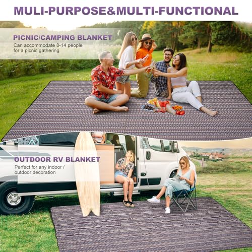 G GOOD GAIN Picnic Blankets Outdoor - Waterproof Outdoor Rug with Shoulder Carry Strap | Machine Washable Picnic Mat with Sandproof Backing for RV, Balcony, Camping, Hiking, Concerts (Blue, 9' x 6') - color: Blue, size: 9'10" x 6'7"