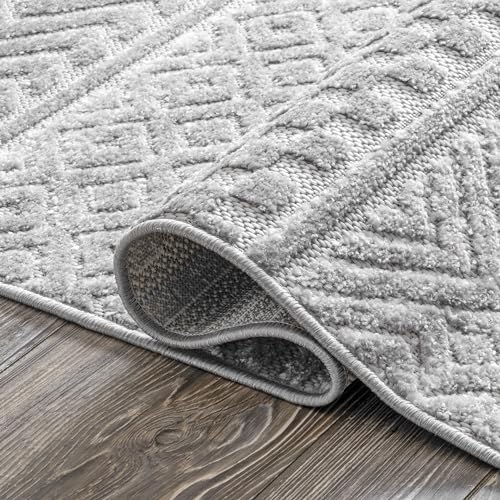 nuLOOM Kamryn Textured Tribal Indoor/Outdoor Area Rug, 4x6, Grey - color: Grey, size: 4' x 6' (Rectangular)