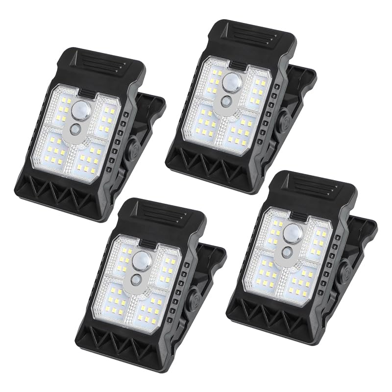 Solar Clip Light with Motion Sensor, 2026 New Portable Outdoor LED Light for Camping, Adjustable Clip On LED Light for Garden, Multifunctional Clip Lamp for Garage, Emergency LED Light for Home (4PCS)