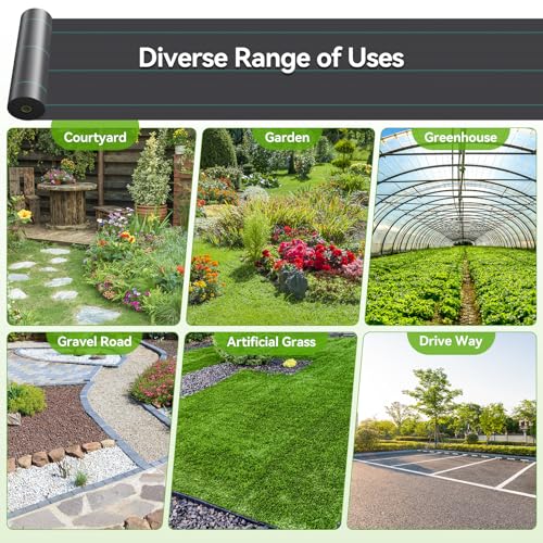 iropro 3ftx300ft Weed Barrier Fabric 3.2oz Landscape Fabric Heavy Duty, Woven Weed Control Cloth, Woven Weed Fabric for Underlayment, Gardening Ground, Commercial Driveway Weed Block Cover Mat - size: 3ft x300ft