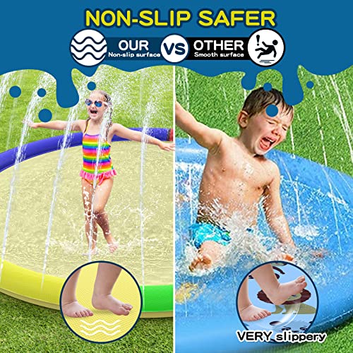 Growsland Non Slip Splash Pad for Kids and Dogs, 87'' Extra Large Splash Pad Outdoor Sprinkler for Kids, Dog Water Summer Toys Outdoor Toys for Toddlers 3-5 Kids Ages 4-8 - style: 87''Non Slip