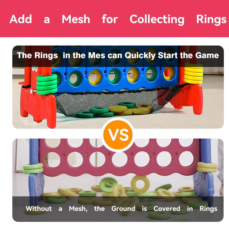 Giant 4 Row Game with Carrying Bag and Mesh Fabric .Giant 4-to-Score Game Set Suitable for Indoor and Outdoor Holiday Parties and Family Gatherings.（red） - color: Red