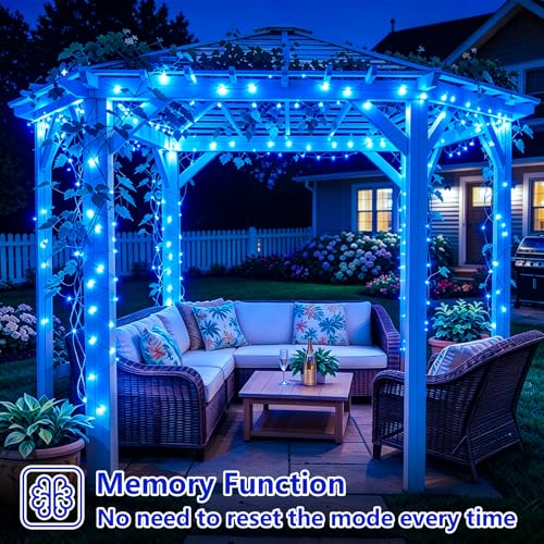 YEGUO 4 Pack Blue Solar Fairy Lights, Each 33ft 100 LED Christmas Lights Outdoor Waterproof, 8 Modes Sliver Wire Solar String Lights - color: Blue