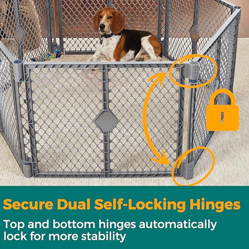 MyPet Petyard: 5.5 Ft. Wide Customizable Folding Dog Playpen Indoor/Outdoor. Made in USA. 6-Panel Puppy Playpen. Freestanding Play Pen Dog Gate 26" Tall, Fieldstone - color: Fieldstone, size: 6-Panel, style: Basic