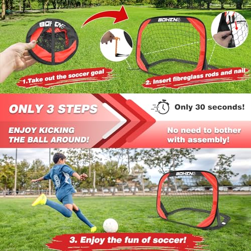 BOHEN Pop Up Soccer Goals for Kids-Foldable Portable Soccer Net for Outdoor Indoor Backyard Beach - color: Red, style: 3.3x2.2 FT, 1 Piece