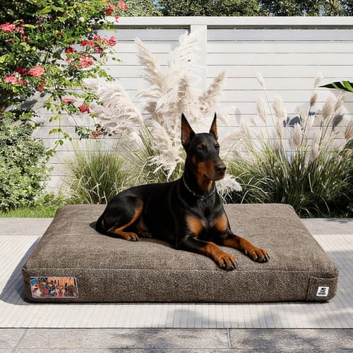 Sytopia 42 Inch Indestructible Dog Beds for Extra Large Dogs, Chew Proof Waterproof Pet Crate Pad with Machine Washable Removable Cover, Great for Indoor, Outdoor, Crate, Patio Use, Brown - color: Brown, size: X-large
