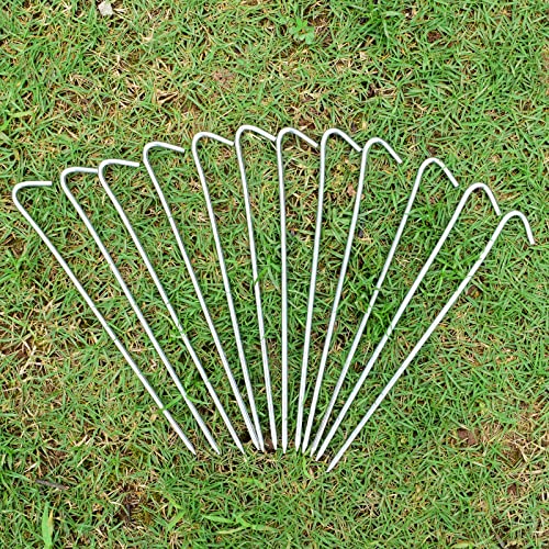 9 Inch Tent Stake Yard Inflatable Stakes Metal Tent Pegs Heavy Duty Ground Stake Fence Hooks Camping Spikes for Canopies, Tarp and Outdoor Christmas Decorations (30)