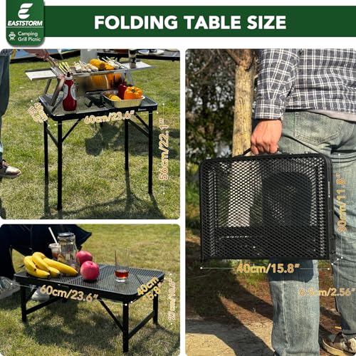 E EASTSTORM Folding Picnic Table for Grill Outdoor Camping Table with Portable Mesh Bag, Compact & Foldable for Easy Storage - Great for Picnic, Garden, Patio, Dining, BBQ, Party, Market 2Ft - color: Black With Mesh Bag, size: Small 2Ft - 23.6"L x 15.8"W
