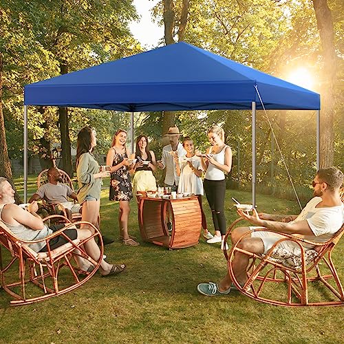 10x10 Pop Up Canopy Tent, Outdoor Instant Sun Shelter - Blue, Included 1 x Rolling Storage Wheeled Bag, 4 x Guylines, 8 x Stakes - color: Basic Blue