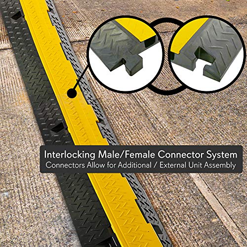 Pyle Durable Cable Protective Ramp Cover - Supports 33000lbs 4-Channel Heavy-Duty Cord Protection w/Flip-Open Top Cover, 31.5” x 16.1” x 3.14” Cable Concealer for Indoor/Outdoor, 2 Pack PCBLCO106X2 - style: 2 Pack