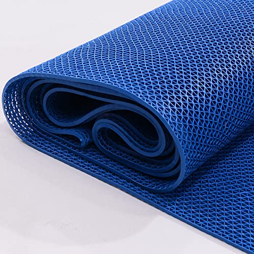 WLWLEO Drainage Non Slip Mats 3'x16.4' Heavy Duty Commercial Floor Mat Mesh Hollow Door Mat Roll for Swimming Pool Bathroom Kitchen Garage Indoor Outdoor Wet Area,Blue,0.9×5M/3×16.4FT - color: Blue, size: 35.4" x 196.8"