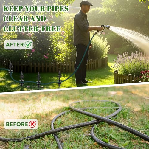 Zonon 6 Packs 12 Inch Garden Hose Guide Stake Heavy Duty Cast Iron Hose Guides Spike Decorative Garden Stakes Protector for Lawn Yard - Keeping Hoses Away from Flower Beds(Classic Style) - style: Classic Style