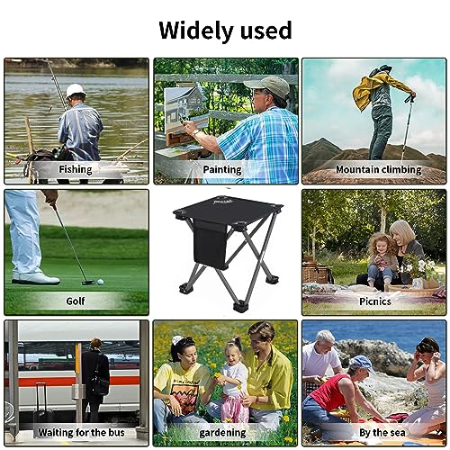 Roptat 2 Pack Camping Stool,Portable Folding Compact Lightweight Stool Seat for Camping Fishing Hiking Gardening Outdoor Walking Backpacking Travelling and Beach with Carry Bag (Black) - color: Black