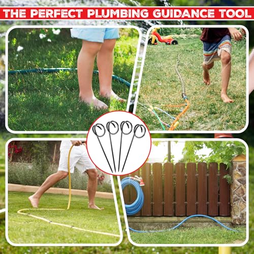 2 Pcs Garden Hose Guide Spike 14 Inch Heavy Duty Metal Hose Support Spike Iron Decorative Garden Stakes Protector to Keeps Flower Beds Plant Yard Lawn