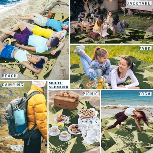 Famstar Beach Blanket Sandproof Waterproof 78''×81''1-5 Adults Oversized,Compact Lightweight Durable Beach Mat for Travel Camping Hiking Picnic Blanket - color: Star, size: 78''×81''