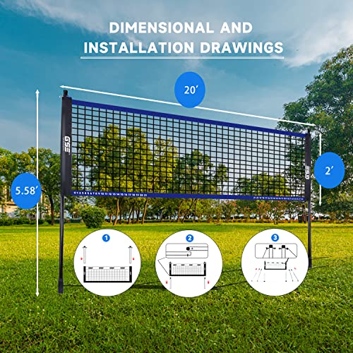 GSE Games & Sports Expert Outdoor Yard Sports Net Game Set for Backyards, Parks, Beach, Lawn. Volleyball Set, Badminton Set OR Volleyball & Badminton Combo Set Available - style: Deluxe Badminton Set