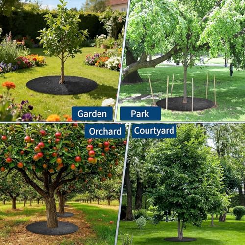 Mulch Rings for Trees,Non-Woven Heavy Duty Reusable Cover - Disc Tree Mat - for Outdoor Plant Gardening Ground Protection Grass Control - color: 36 inches