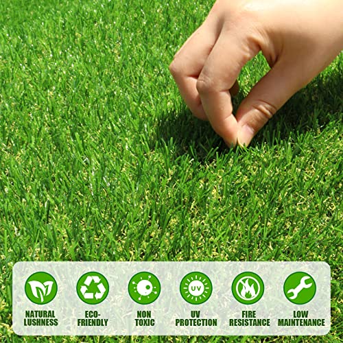 FREADEM Artificial Grass Turf for Pet Dogs 4' x 6', Fake Grass Lawn with Drain Holes, Indoor Outdoor Synthetic Grass Mat for Garden Gym Patio Balcony Playground Backyard, Height 0.8 Inch - size: 4' x 6'