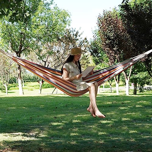 INNO STAGE Brazilian Hammock with Tree Straps - Cotton Hammocks Portable Hammock with Carry Bag for Backyard, Porch, Outdoor and Indoor Use Mixcolor - color: Mixcolor, size: X-Large